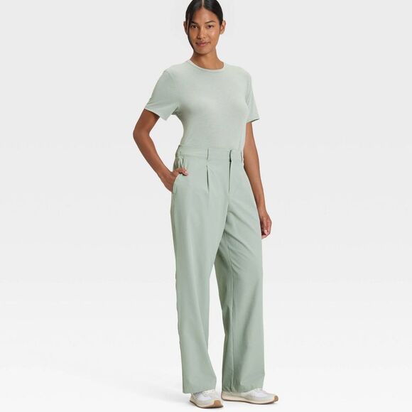 All In Motion - Women's Woven High-Rise Trouser Pants - All In Mot Green - Picture 3 of 4